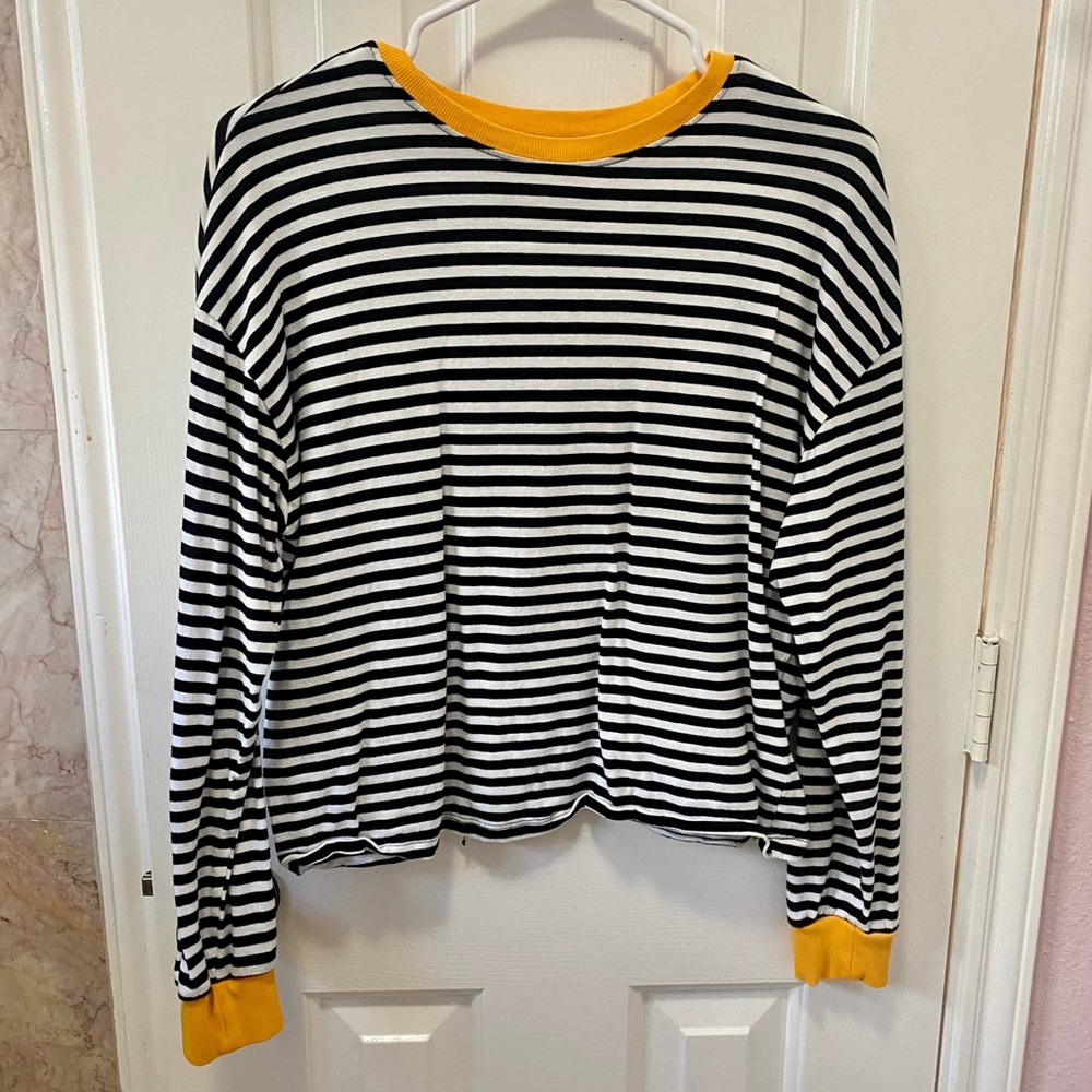 H&M Striped Long Sleeve with Yellow Colar